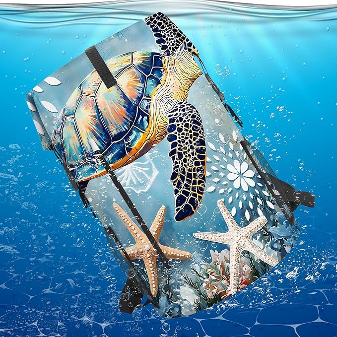 Waterproof Dry Bag Marine Dry Bags for Kayaking Hiking Sea Turtle Nautical Starfish Backpack Roll-Top Closure Bag - Backpack Waterproof Phone Case 5L