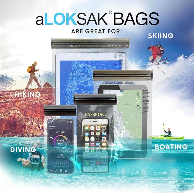 LOKSAK - aLOKSAK Waterproof Cellphone Dry Bags - Airtight Underwater Phone Pouch - Touch Screen Compatible - Diving Certified
