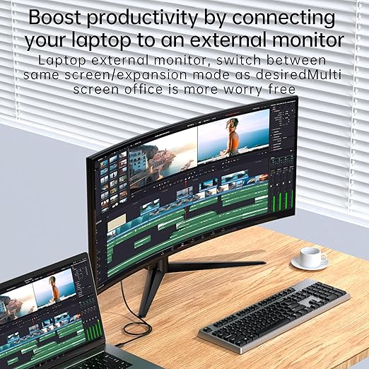 USB C to HDMI Cable 3.3ft 4K@60Hz Adapter, Thunderbolt 3/4 Compatible for MacBook Pro/Air, iPad Pro, Galaxy S23/S22, XPS, Chromecast, PS5, Monitor, Projector - Aluminum 8K Ready(USB C to HDMI)