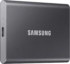 Samsung T7 Portable SSD 1TB Titan Gray, USB 3.2 Gen 2, Up to 1,050MB/s