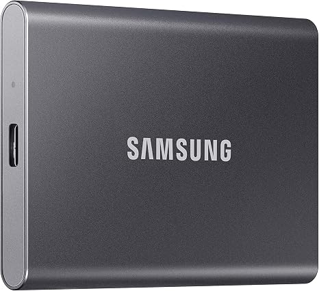 Samsung T7 Portable SSD 1TB Titan Gray, USB 3.2 Gen 2, Up to 1,050MB/s