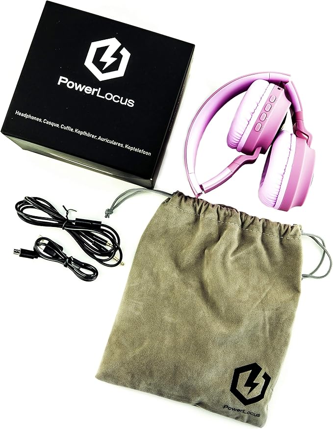 PowerLocus Kids Headphones Wireless, Bluetooth Headphones for Kids Over Ear, LED Lights, 85dB Safe Volume Limit, Foldable, Micro SD Mode, Built-in and Line-in Microphone for Phones,Tablets,Laptop