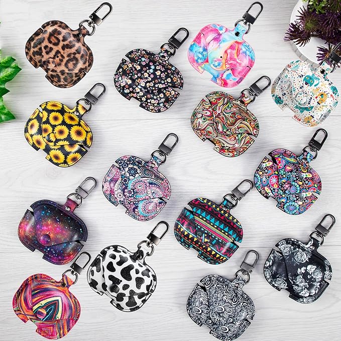 Genuine Leather Case Compatible with AirPods Pro Case 2nd/1st Gen (2023/2022/2019), VOMA Protective Cover for Apple AirPods Pro 2/Pro Wireless Charging Case with Keychain and Snap Lock Colorful Marble