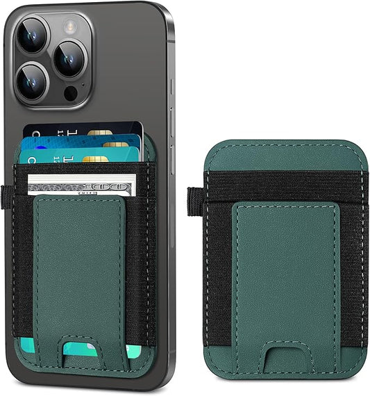 For Magsafe Wallet, Strongest Magnetic Wallet for iPhone 17/16/15/14/13/12 Series, for Magsafe Card Holder with 2 Card Slots, Magnetic Card Holder, RFID Blocking, Vegan Leather, Hold 7 Cards, Green