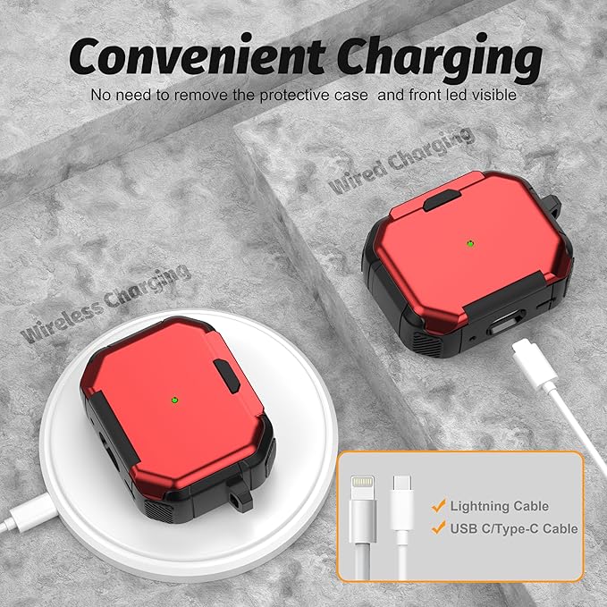 Valkit Compatible Airpods Pro 2nd/1st Generation Case Cover, Military Rugged AirPods Pro 2 Cases with Keychain & Cleaning Pen Shockproof Protective Case for Air Pod Pro 2nd/1st Gen 2023/2022/2019