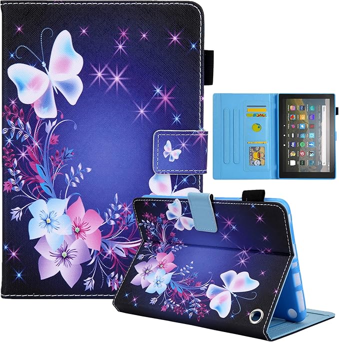 Dteck for Fire Max 11 (13th Generation) Tablet Case 11" 2023, PU Leather Protective Fold Stand Case with Auto Sleep Wake, Adjustable Viewing Angles, 4 Card Slots, Cute Slim Folio Case, White Butterfly