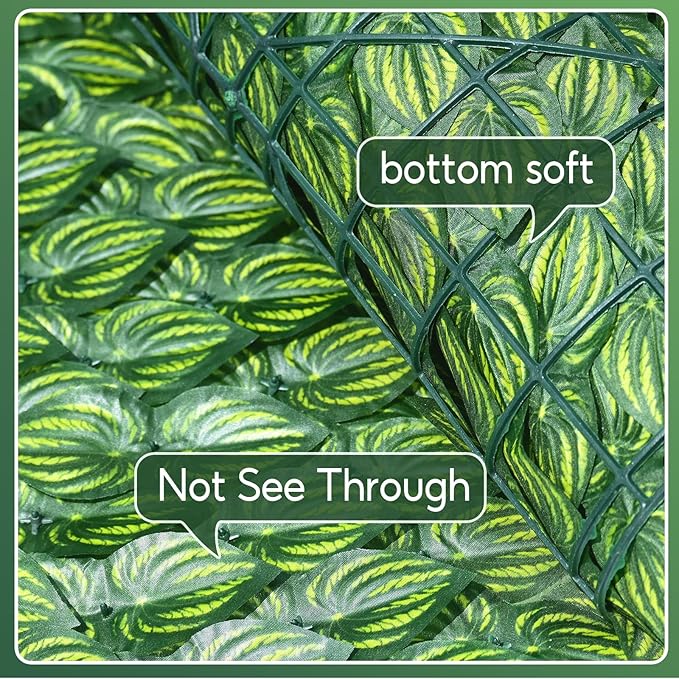 Artificial Ivy Privacy Fence Screen, 120x40 inch Artificial Hedge Grass Wall, Faux Ivy Fence Privacy Screen, Decoration for Patio Balcony Garden Backyard Indoor Outdoor Decor, Color Watermelon Leaves