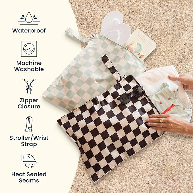 Tiny Twinkle Mess Proof Wet Bags | 2-Pack Reusable Waterproof Wet Bags for Swimsuits | Baby Clothes | Travel & Diaper Bag (Sweet Treat)