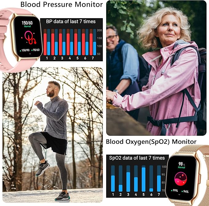 Smart Watch 45mm for Women Men(Dial/Answer Calls), 2.0" Fitness Tracker Watch with Heart Rate/Blood Pressure/Blood Oxygen Monitor for Android iOS