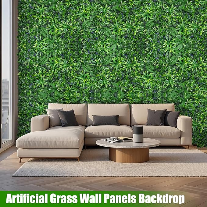 Artificial Grass Wall Panels, 20"x20" 8pcs Hedge Grass Backdrop, UV-Anti Fake Greenery Plant Boxwood Panels, Green Wall Decor for Outdoor Indoor Patio Garden Backyard