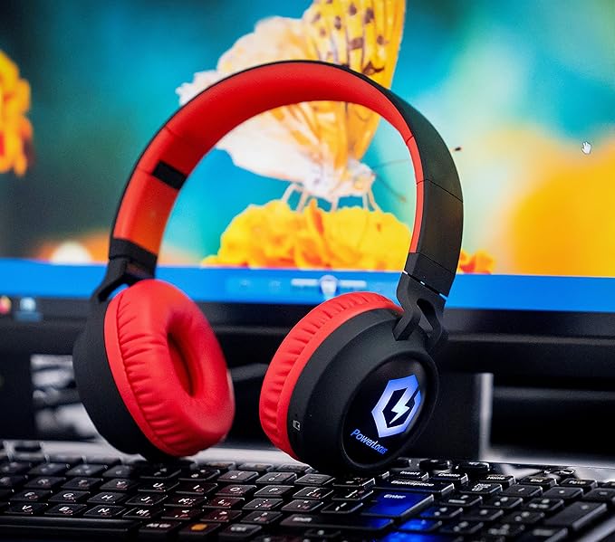 PowerLocus Kids Headphones Wireless, Bluetooth Headphones for Kids Over Ear, LED Lights, 85dB Safe Volume Limit, Foldable, Micro SD Mode, Built-in and Line-in Microphone for Phones,Tablets,Laptop