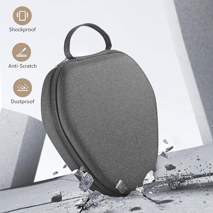 Maxjoy for AirPods Max Case [Shockproof & Dustproof] - Premium PU Leather & EVA Hybrid Hard Protective Cover, Travel Carrying Case with Storage for Apple AirPods Max Headphones (Dark Gray)