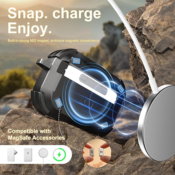 RFUNGUANGO for AirPods Pro 2 Case, Compatible with AirPods Pro 2nd/1st Generation Case, Compatible with MagSafe, Magnetic Automatic Lock with Cleaner Kit and Keychain, Front LED Visible, Black