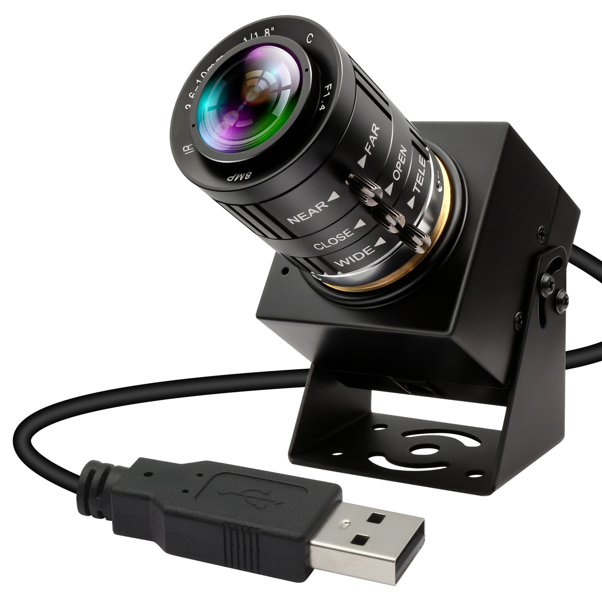 4K Webcam 1080P@120fps USB Steaming Camera with 3.6-10mm Varifocal Manual Lens,12Megapixel UVC Free Driver Compatible Computer, Plug and Play for Conferencing 3D Printer Industrial Security