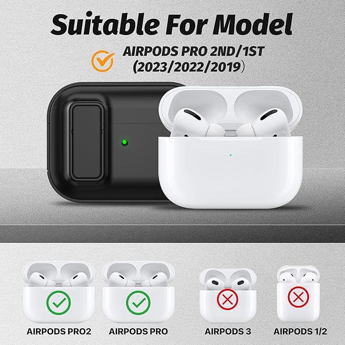 Valkit Compatible Airpods Pro 2nd/1st Generation Case with Cleaner Kit, Secure Lock Airpods Pro 2 Case Cover Magnetic Ready, Shockproof Protective Case for Airpods Pro 2nd/1st Gen, Black Magnetic