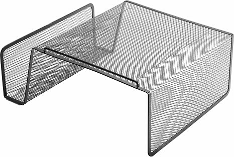 Lorell Mesh Steel Office Phone Stand for Desk, Angled with Storage Slot, 11.1" x 10.1" x 5.3", Black