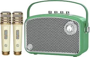 Karaoke Machine, 120W Peak Bluetooth Karaoke Speaker with 2UHF Microphones, Small PA System for Adults Kids with Bass/Trable/Echo Adjustment, Supports TF/USB/AUX/Live/Instruments for Home Party Events