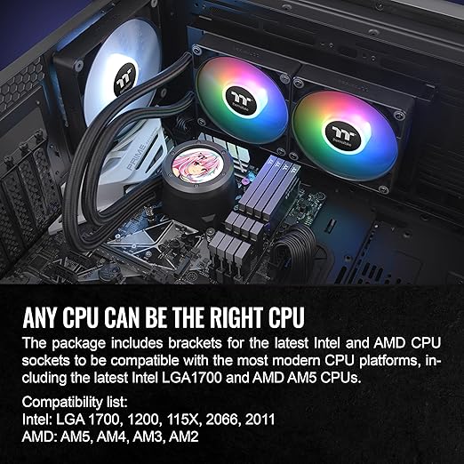 Thermaltake TH240 V2 Ultra ARGB Sync/AlO Liquid Cooler/ARGB Fan 120 * 2/PWM 500~1500rpm/Water Block 2.1" LCD/Black, CL-W383-PL12SW-A