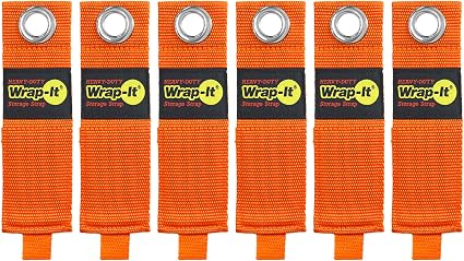 Heavy-Duty Wrap-It Storage Straps - 13-inch (6-Pack) Blaze Orange