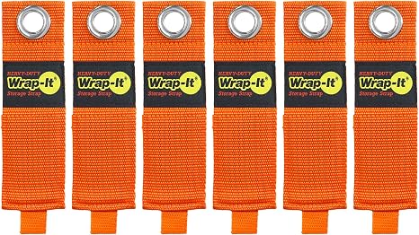 Heavy-Duty Wrap-It Storage Straps - 13-inch (6-Pack) Blaze Orange