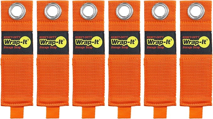 Heavy-Duty Wrap-It Storage Straps - 13-inch (6-Pack) Blaze Orange