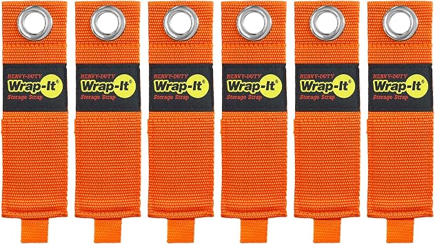 Heavy-Duty Wrap-It Storage Straps - 13-inch (6-Pack) Blaze Orange