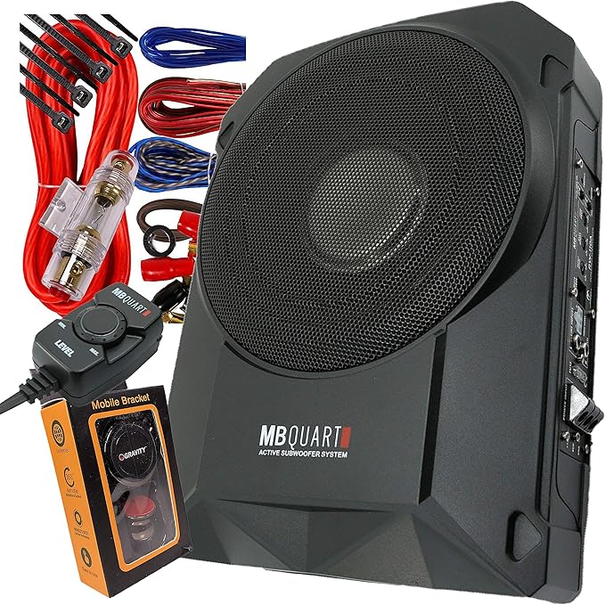 MB Quart RW-110A 800W Reference Series 10" 4-Ohm Power Subwoofer Amplifier with 8 Guage Kit Red and Gravity Magnet Phone Holder Bundle