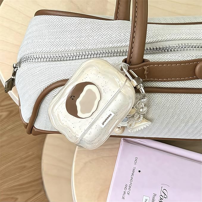 SGVAHY for Airpods 3 Case with Keychain Cute Coconut Pattern Design Soft Silicone Cover for Women Girls Anti-Fall Shockproof Protective Case for AirPods 3rd Generation
