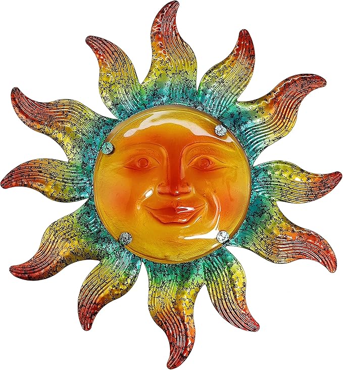 JOYBee Metal Sun Face Wall Art Decor-Sunface all Decor-Home Decor Artistic Sun Face Metal Wall Sculpture for Indoors or Outdoors Kitchen Farmhouse patio porch (13.25 * 12.5inch)