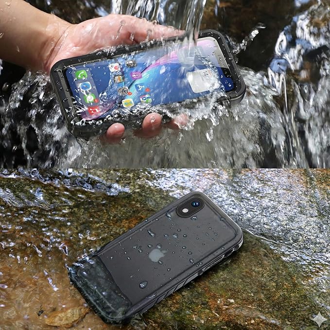 SPORTLINK for iPhone XR Waterproof Case, Waterproof Shockproof Snowproof with Built-in Screen Protector Slim Case for iPhone XR 2018 Release (6.1 inch) Black