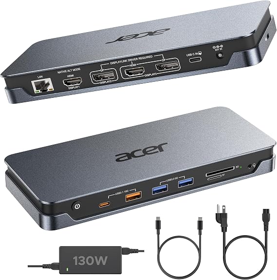 Acer 16-in-1 DisplayLink Docking Station,Triple 4K@60Hz,130W Power Adapter - Image 7