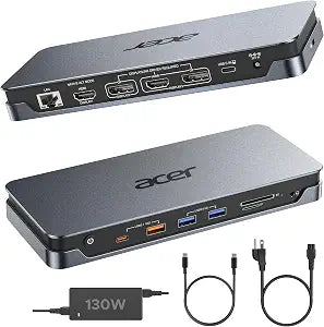 Acer 16-in-1 DisplayLink Docking Station,Triple 4K@60Hz,130W Power Adapter - Image 1
