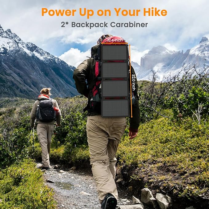 FlexSolar 30W Portable Solar Panel Chargers QC3.0 18W USB-A USB-C Output Foldable Small Power Emergency ETFE Panels IP67 Waterproof Camping Backpacking Hiking for Cell Phone Power Banks Flashlight