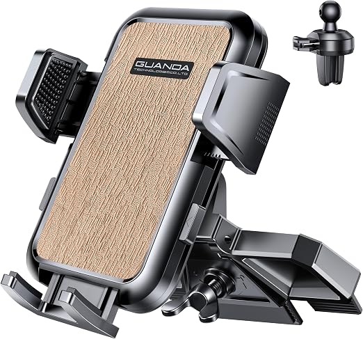 CD Player Phone Mount, Thick Case Friendly Car Holder with One-Hand Release