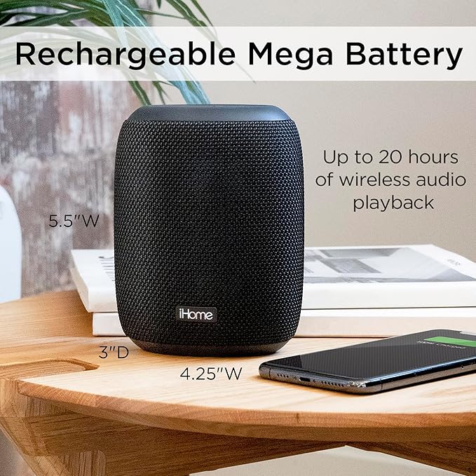 iHome Waterproof Bluetooth Speaker with Long Lasting Rechargeable Battery, Portable Speaker for Indoor and Outdoor Use (iBT700)