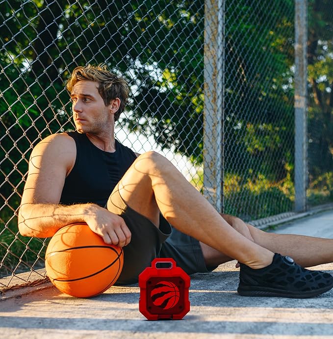 SOAR NBA Shockbox LED Wireless Bluetooth Speaker - Water Resistant IPX4, 5.0 Bluetooth with Over 5 Hours of Play Time - Small Portable Speaker - Officially Licensed NBA, Perfect Home & Outdoor Speaker