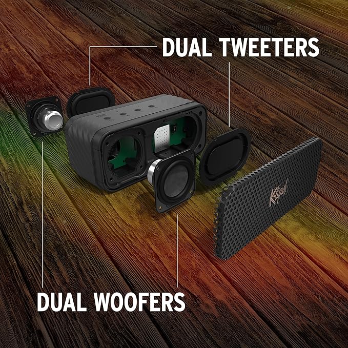 Klipsch Nashville Portable Bluetooth Speaker with a 2.25" full range drivers for 360 degree audio, IP67 dust and waterproof rating, 24 hours of playtime for a premium live concert experience