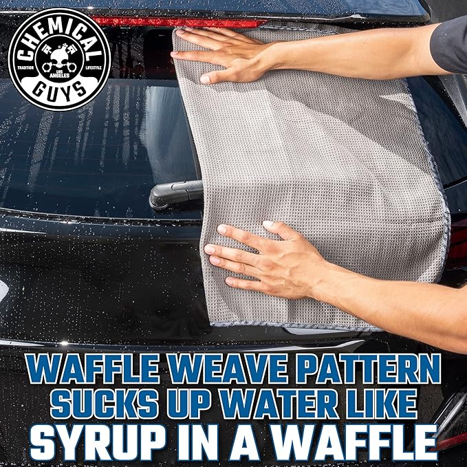 Chemical Guys Waffle Weave for Home & Auto Glass, Windows, Mirrors & More, Gray (25 in. x 36 in.) 2-Pack