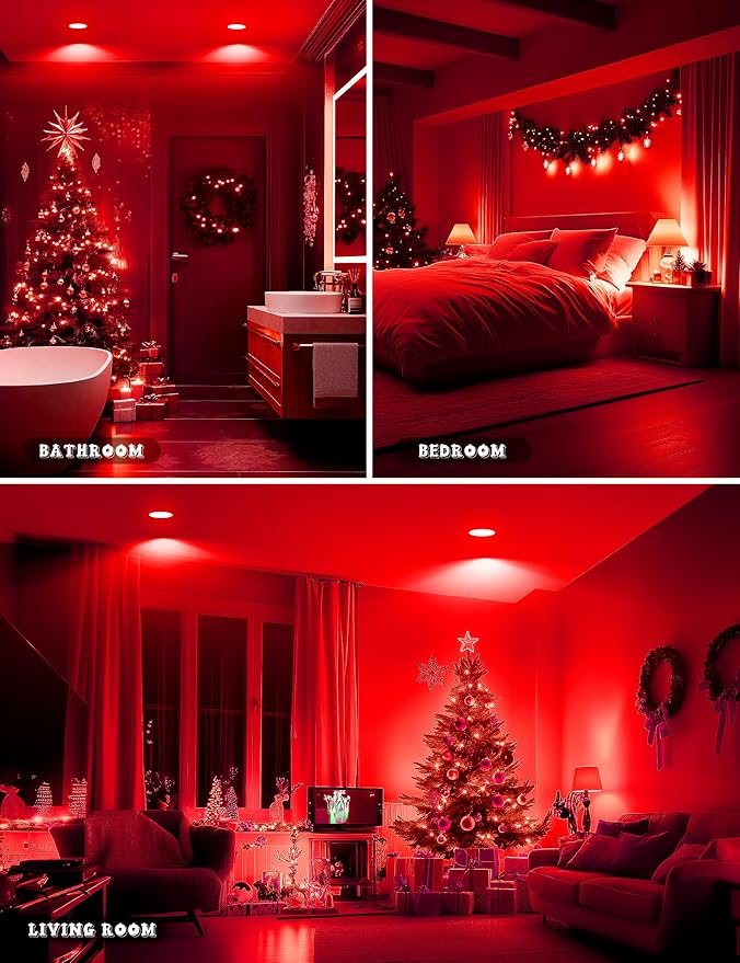 JandCase Christmas Red Light Bulbs Outdoor, LED PAR30 Red Flood Lights 12W(100W Equivalent), E26 Colored Light Bulbs for Porch Home Lighting, Party Decor, Courtyard, Not-Dimmable, 2 Pack