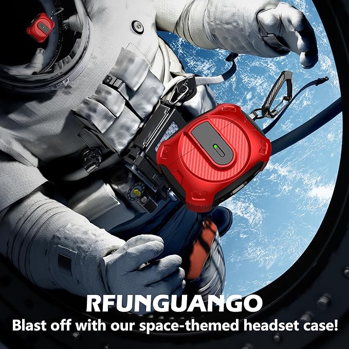 RFUNGUANGO for AirPods Pro 2 Case, Compatible with Airpods Pro Case 2nd / 1st Generation, Compatible with MagSafe, with Cleaning Kit and Keychain, Visible LED, Red