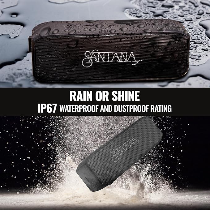 SANTANA BY CARLOS SANTANA Samba 40W High-Power Bluetooth Speaker with 48mm Drivers, Isolated Subwoofer, IP67 Waterproof, True Wireless Surround Sound, 20+ Hours Battery Life (Samba, Single Pack)