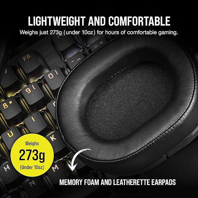 HS55 Surround Gaming Headset (Leatherette Memory Foam Ear Pads, Dolby Audio 7.1 Surround Sound, Lightweight, Omni-Directional Microphone, Multi-Platform Compatibility) Carbon (Renewed)