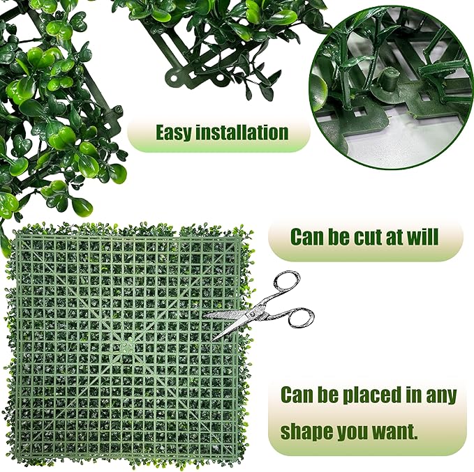 Artificial Boxwood Roll Panels,140"x 60" (58.5 SQFT) UV-Anti Faux Ivy Leaves Grass Wall for Patio Balcony Privacy, Garden, Backyard Greenery Wall Backdrop and Fence Decor