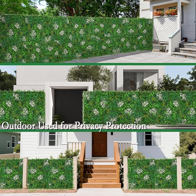 20"x20" Grass Wall Panels, 16PCS Artificial Greenery Backdrop Wall with UV Resistant Leaves, Faux Green Wall Decor for Outdoor Indoor Patio Garden Backyard