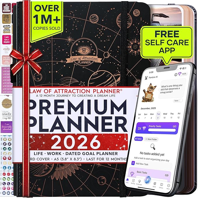 Law of Attraction Planner 2026 Deluxe with Productivity App | Weekly & Monthly Goal-Setting Planner, Life & Gratitude Journal | Include Foldable Vision Board, Gift Box & Stickers