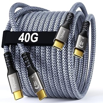 40Gbps Thunderbolt 5 Cable 10FT 2Pack Compatible, 8K@60Hz / 4K@144Hz, PD3.1 240W for iPhone 17/18, Mac mini, MacBook Pro M4 M5, Galaxy, Thunderbolt 5/4, SSD, eGPU, Studio Display