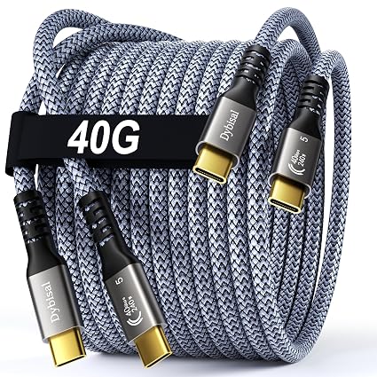 40Gbps Thunderbolt 5 Cable 10FT 2Pack Compatible, 8K@60Hz / 4K@144Hz, PD3.1 240W for iPhone 17/18, Mac mini, MacBook Pro M4 M5, Galaxy, Thunderbolt 5/4, SSD, eGPU, Studio Display
