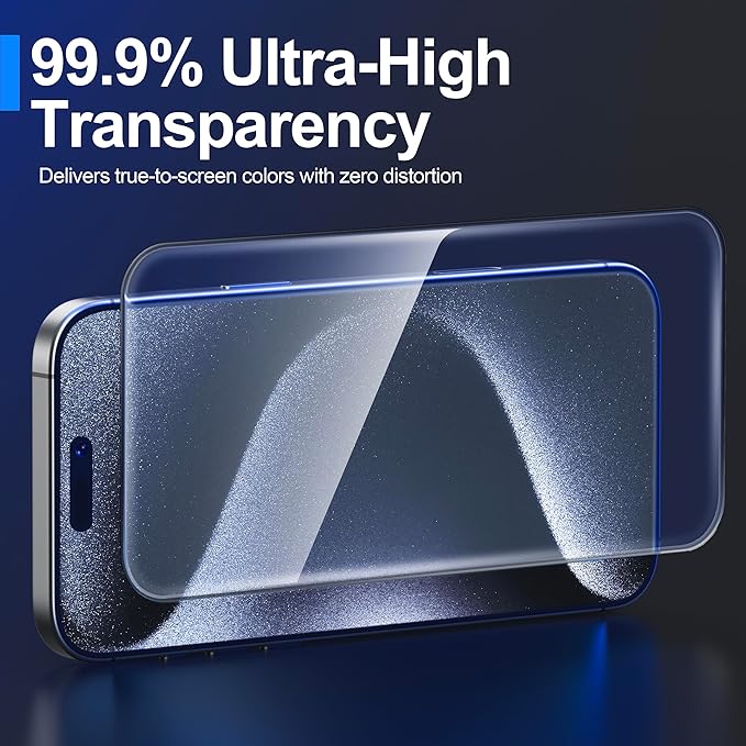 Ailun 3 Pack Screen Protector for iPhone 15 Pro Max [6.7 inch] + 3 Pack Camera Lens Protector with Installation Frame,Sensor Protection,Dynamic Island Compatible,Case Friendly Tempered Glass Film
