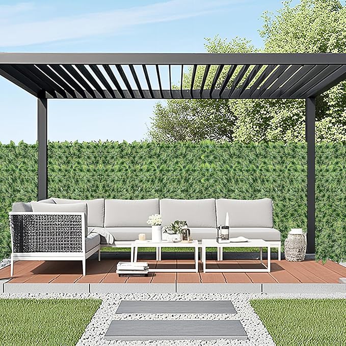 Artificial Ivy Privacy Fence Screen,40"x40" UV-Anti Fake Leaves Plant Vine,Privacy Hedges Wall for Indoor Outdoor Garden Backyard Decor,Color Watermelon Leaves