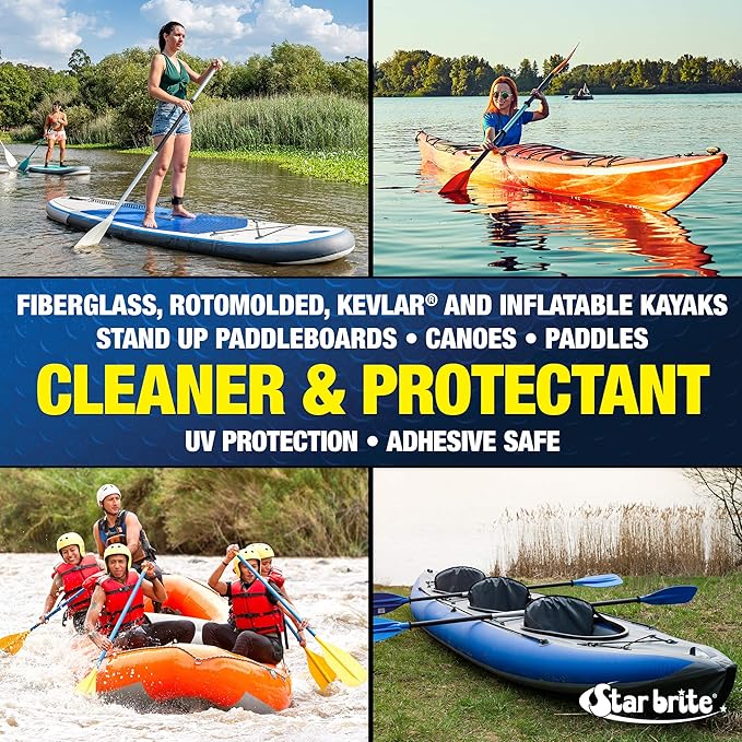 STAR BRITE Ultimate Paddlesports Cleaner & Protectant - Kayak, Canoe, Paddleboard UV Protective Spray - Fiberglass, Kevlar, Plastic Compatible - 22 OZ (096022)
